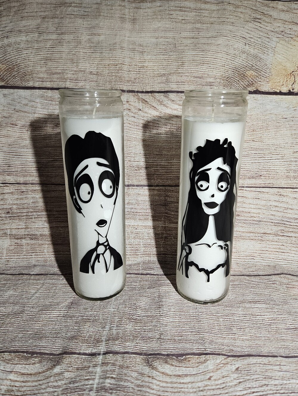Corpse bride Emily and Victor candles decor